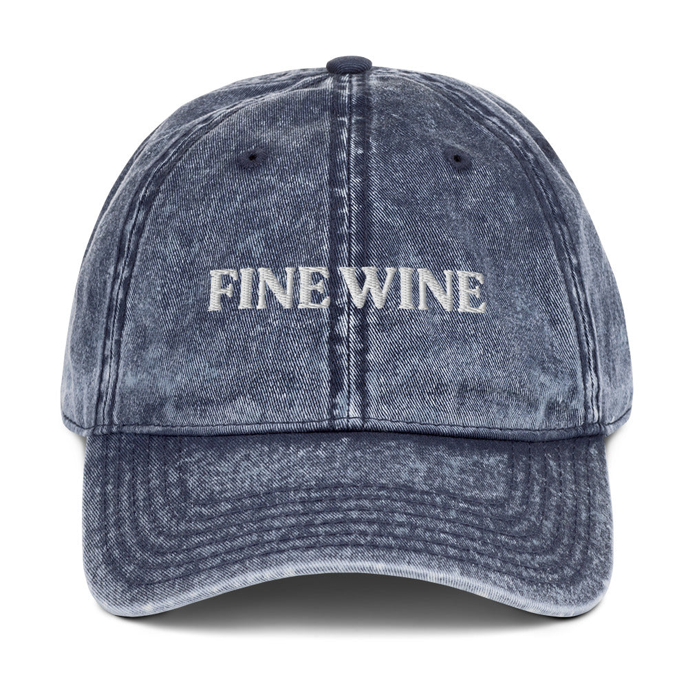 Blue Fine Wine Hat - Our Fine Wine Dad Hat is comfortable, adjustable and expertly embroidered just for you