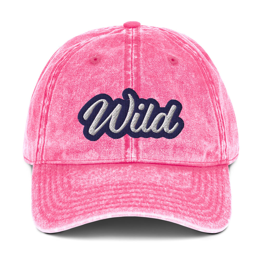 Faded pink wild dad hat - This wild dad hat is comfortable, adjustable and is made just for you. It's a faded vintage-style cotton dad hat with the word "wild" embroidered on the front. This unisex wild dad hat comes in a variety of stylish colors. Wear this unique dad hat as everyday wear or give it as a funny gift for a wild friend.