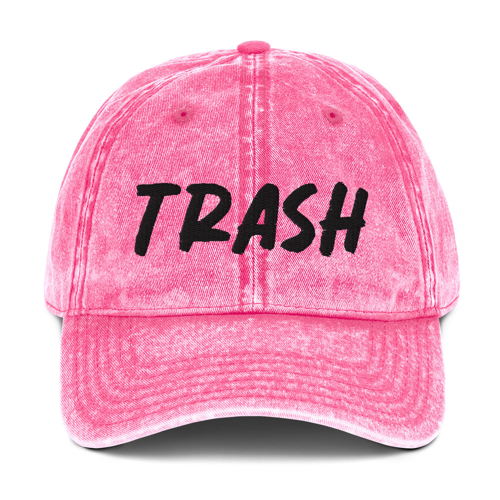 Pink Trash Hat - Live fast, eat trash in this embroidered trash dad hat. It's a classic cotton dad hat with an adjustable closure and "trash", expertly embroidered on the front. Make a statement and live your best life in this funny dad hat. Our trash dad hat with perfect for everyday streetwear or a funny gift for a friend.