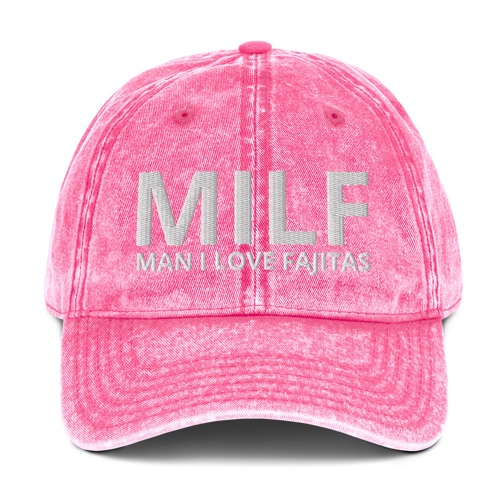 Pink MILF Man I love Fajitas dad hat  from Nina's Funky Shop by ninanush- MILF: MAN I LOVE FAJITAS This funny MILF dad hat is comfortable, unique and makes the perfect hat for foodies and fajita enthusiasts. Stand out and add a little personality to your style in this funny dad hat for fajita lovers. It's a comfortable, weird and cringy hat made of 100% cotton and is made just for you.