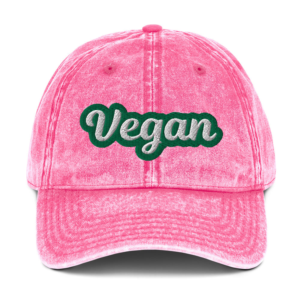 Pink vegan hat from Nina's Funky Shop by ninanush - This vegan dad hat is comfortable, unique and the perfect hat for plant based babes and vegans. It has an adjustable closure and comes in a variety of colors with "Vegan" expertly embroidered on the front. Eat vegan food and add some personality to your style in this vegan dad hat or give it as a gift for a proud vegan.