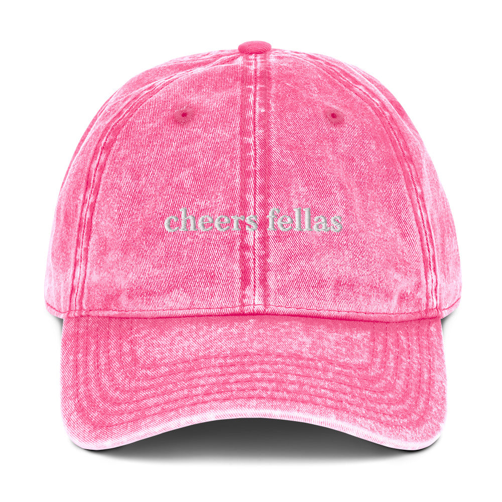 Pink cheers fellas dad hat from Nina's Funky Shop by ninanush - Let your hat do the talking. This Cheers Fellas Hat is made of comfortable cotton, comes in a variety of colors and has a convenient adjustable closure. Wear our cheers fellas dad hat as everyday streetwear or give it as a fun gift for the fellas.