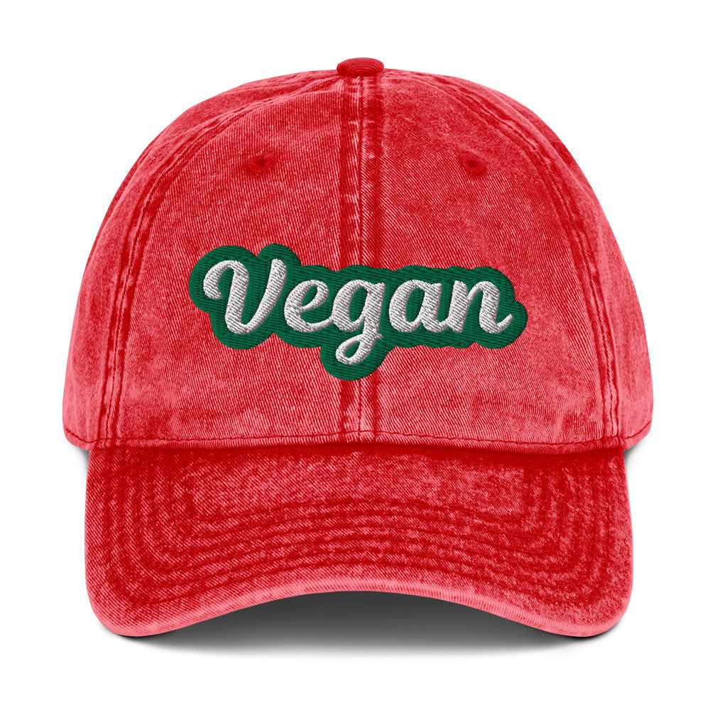 Red vegan hat from Nina's Funky Shop by ninanush - This vegan dad hat is comfortable, unique and the perfect hat for plant based babes and vegans. It has an adjustable closure and comes in a variety of colors with "Vegan" expertly embroidered on the front. Eat vegan food and add some personality to your style in this vegan dad hat or give it as a gift for a proud vegan.