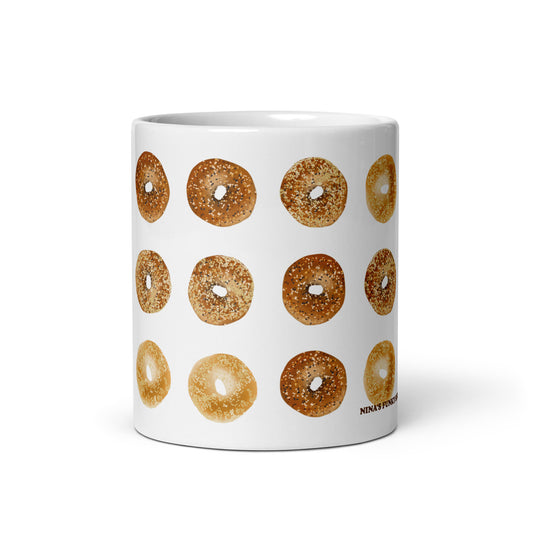 A dozen bagel mug - Introducing our 12 Bagels mug! The perfect foodie mug for coffee, tea and everything in between! It comes in three different sizes with a unique, hand drawn bagel design by Nina. The ultimate mug for bagel enthusiasts or gift for foodies of all kinds. Celebrate your favorite foods with our funky foodie finds