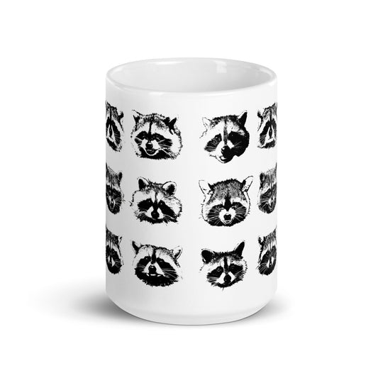 Nine Naughty Raccoon Faces Mug