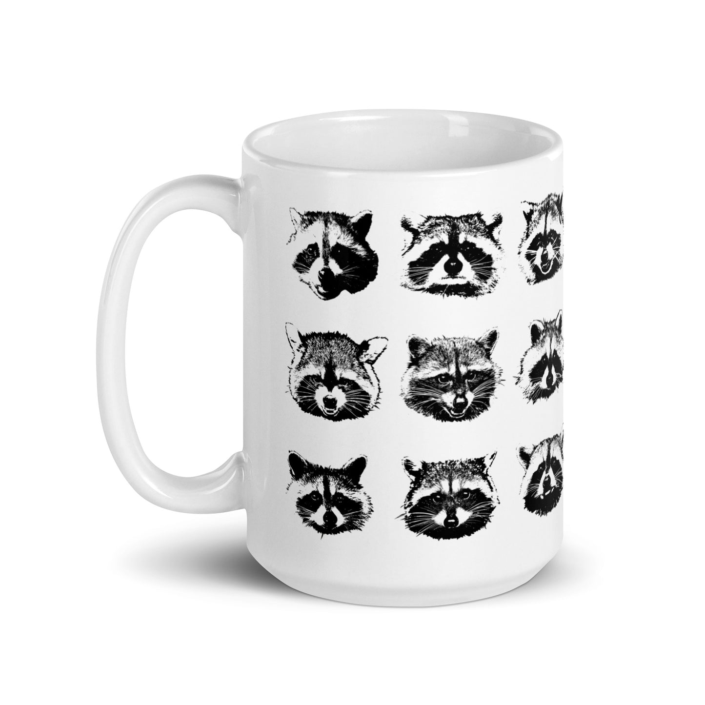 Nine Naughty Raccoon Faces Mug