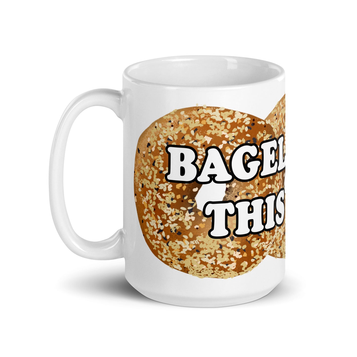 Everything Bagel Mug - Our Bagels Made This Body Mug has a unique everything bagel design and saying. The perfect funny bagel mug for foodies of all kinds.