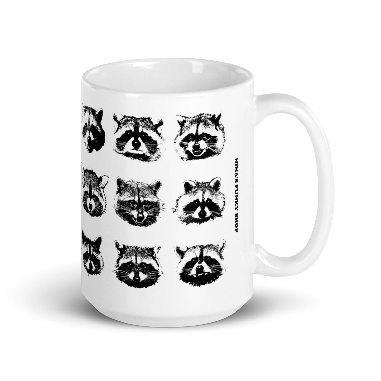 Nine Naughty Raccoon Faces Mug