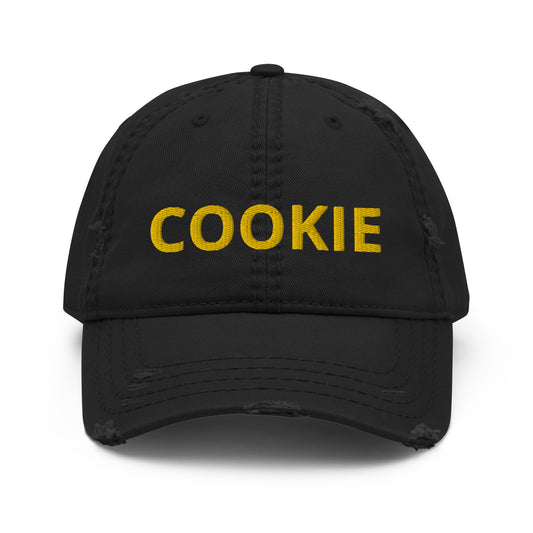 Calling all cookies and cookie lovers! Smart cookies, tough cookies, cookie monsters and cookies enthusiasts of all kinds, this hat is for you. Cookie on the front and a matching yellow spiral on the back. Shop comfortable, funky and unique clothing. Funny, funky and creative new and used clothing and accessories. 