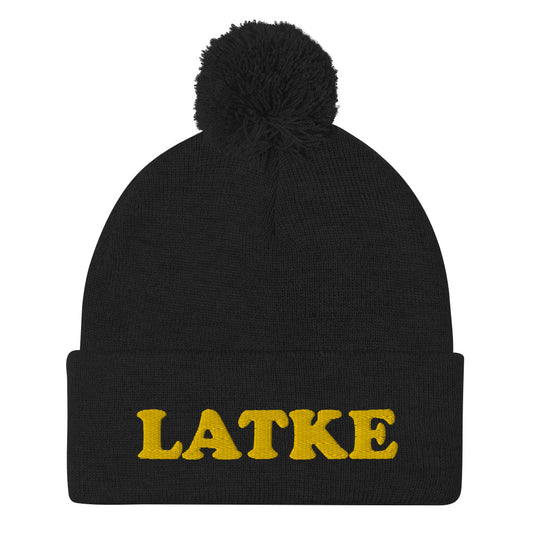 Black latke hat - What's your favorite Jewish food? If you love latkes, now you can make your favorite latke recipe and wear your latke beanie, too. It's the perfect Jewish food hat for holiday parties. Celebrate your favorite Jewish foods in our unusual foodie streetwear. This latke beanie is exactly what every Jewish foodie needs.