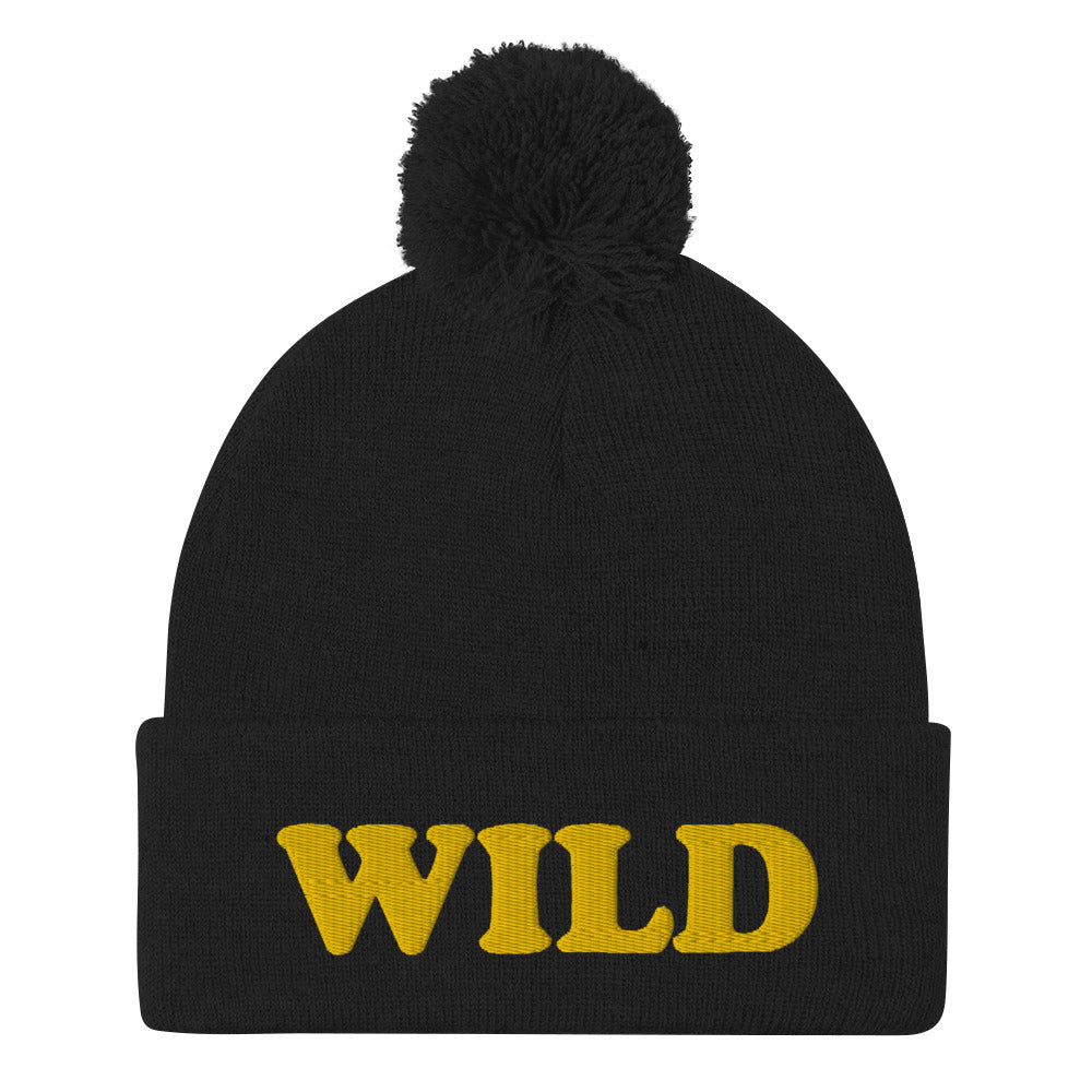 Wild Beanie. Stay wild and free in this classic embroidered beanie with a pom-pom on top. This beanie is warm, comfortable and stylish. Shop weird animal t-shirts, funny foodie beanies, eco friendly hoodies, gifts for garlic lovers and more. Our unique clothing designs are hand drawn and original. Stay wild.