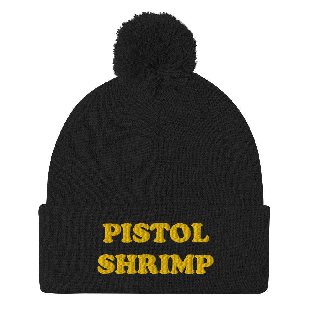 What's the most dangerous animal? This funky pistol shrimp beanie is a unique and quirky winter hat for people who love weird hat and animals. It's a funny animal beanie with a unique yellow embroidery. The pistol shrimp beanie is a perfect weird gift! Shop funny foodie beanies, weird hats, funky animal t-shirts and more.