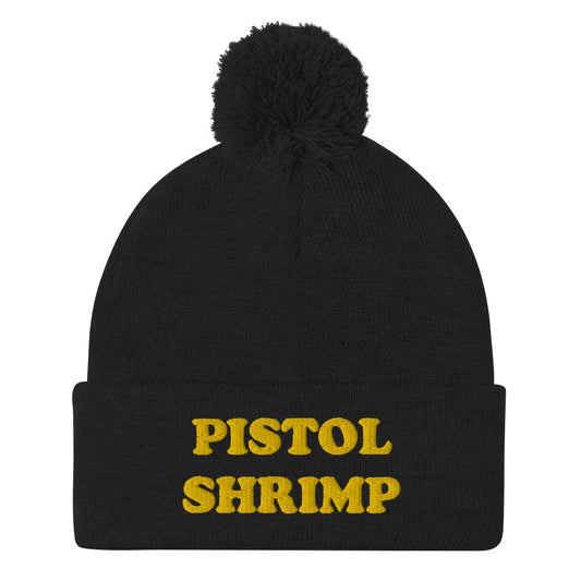 What's the most dangerous animal? This funky pistol shrimp beanie is a unique and quirky winter hat for people who love weird hat and animals. It's a funny animal beanie with a unique yellow embroidery. The pistol shrimp beanie is a perfect weird gift! Shop funny foodie beanies, weird hats, funky animal t-shirts and more.