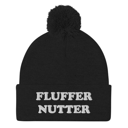 Black fluffernutter beanie - Love fluffernutters? Looking for a funny gift for a New Englander? Our Fluffernutter Beanie is comfortable, warm and expertly embroidered just for you! It's a classic pom pom beanie, perfect for everyday streetwear for fluffernutter lovers and foodies of all kinds.