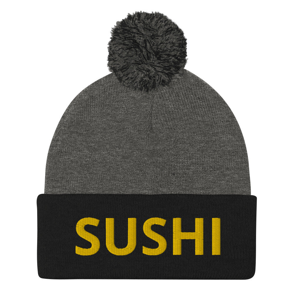 For sushi lovers, enthusiasts, sushi addicts and foodies of all kinds. A classic embroidered beanie with a pom-pom on top. Warm, comfortable and stylish. Our shop offers fun, funky and unique collections of new and second hand clothing and accessories. From vintage dresses to retro funky T-shirts and vegan food lover hats. 