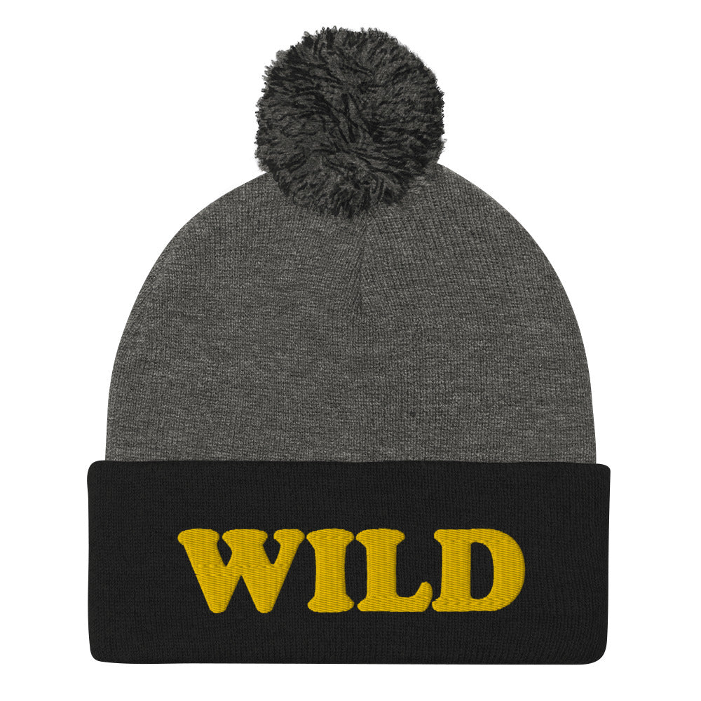 Wild Beanie. Stay wild and free in this classic embroidered beanie with a pom-pom on top. This beanie is warm, comfortable and stylish. Shop weird animal t-shirts, funny foodie beanies, eco friendly hoodies, gifts for garlic lovers and more. Our unique clothing designs are hand drawn and original. Stay wild.