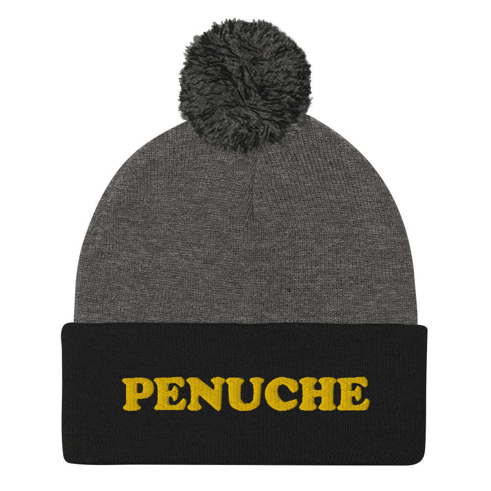 Share your love of penuche in this penuche beanie hat. This penuche hat is a unique and cozy foodie beanie with a pom-pom on top. The penuche beanie is perfect for foodies and penuche lovers and enthusiasts. Celebrate your favorite foods in our weird hats, funny beanies, funky foodie t-shirts, vegan hoodies and more.