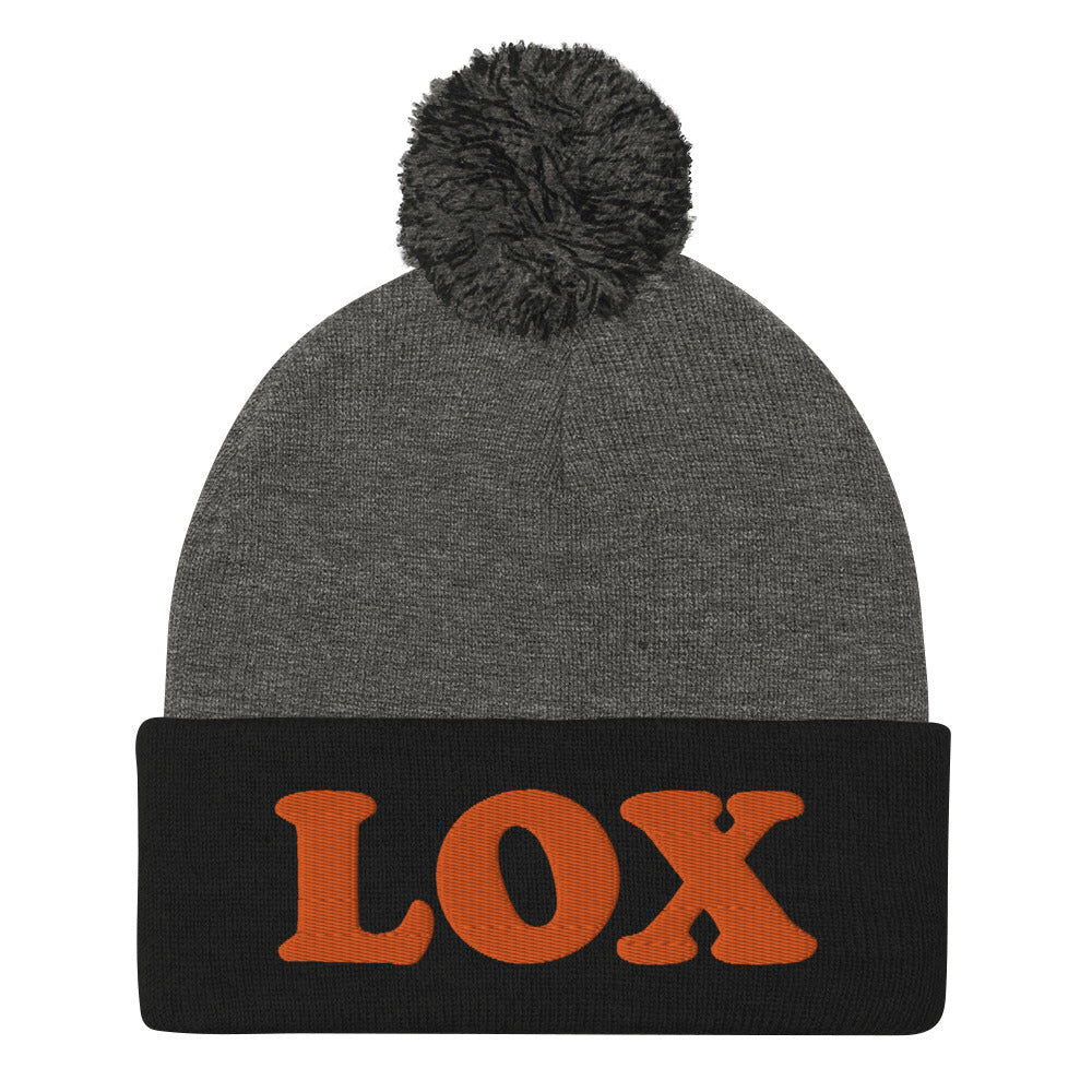 This funky lox beanie hat is comfortable, unique and has an orange lox embroidery. Our unique food beanies are exactly what you need to brighten up your everyday outfits. Eat a bagel and get all the looks in this lox lover hat. Every true bagel babe needs a lox beanie. Give it as a funny gift for foodies and lox lovers.