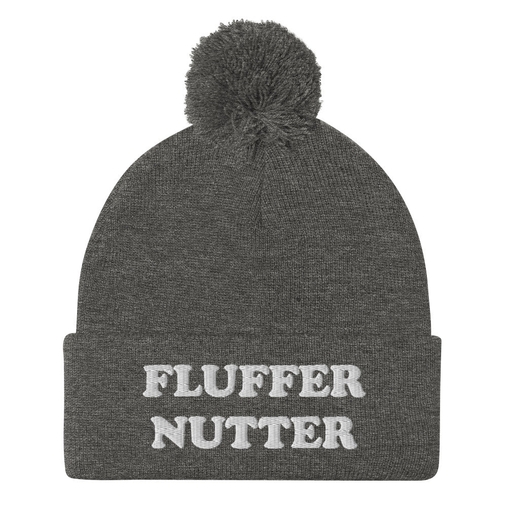 Gray fluffernutter beanie - Love fluffernutters? Looking for a funny gift for a New Englander? Our Fluffernutter Beanie is comfortable, warm and expertly embroidered just for you! It's a classic pom pom beanie, perfect for everyday streetwear for fluffernutter lovers and foodies of all kinds.