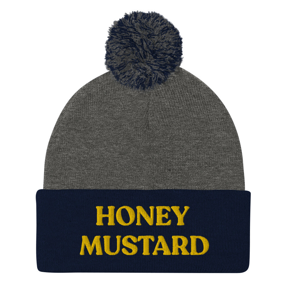 Love mustard? This Honey Mustard Beanie is for you! This funky foodie beanie is a perfect warm and cozy, weird hat for cold weather. It's a classic funny beanie with a unique honey mustard embroidery. Shop unique foodie beanies, weird hats, funny animal lover tees, vegan organic hoodies and gifts for mustard lovers.