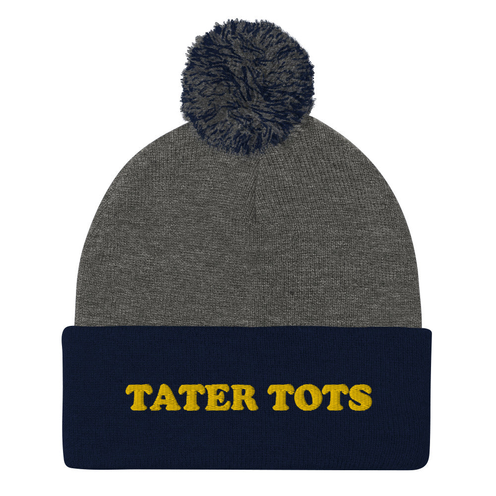 Love tater tots? This weird beanie is a unique and quirky winter hat for foodies and potato lovers. It's a funny tater tots beanie with a unique yellow embroidery. The funny beanie is a perfect weird gift for foodies and people who love tater tots! Shop funny foodie beanies, weird hats, funky animal t-shirts and more.