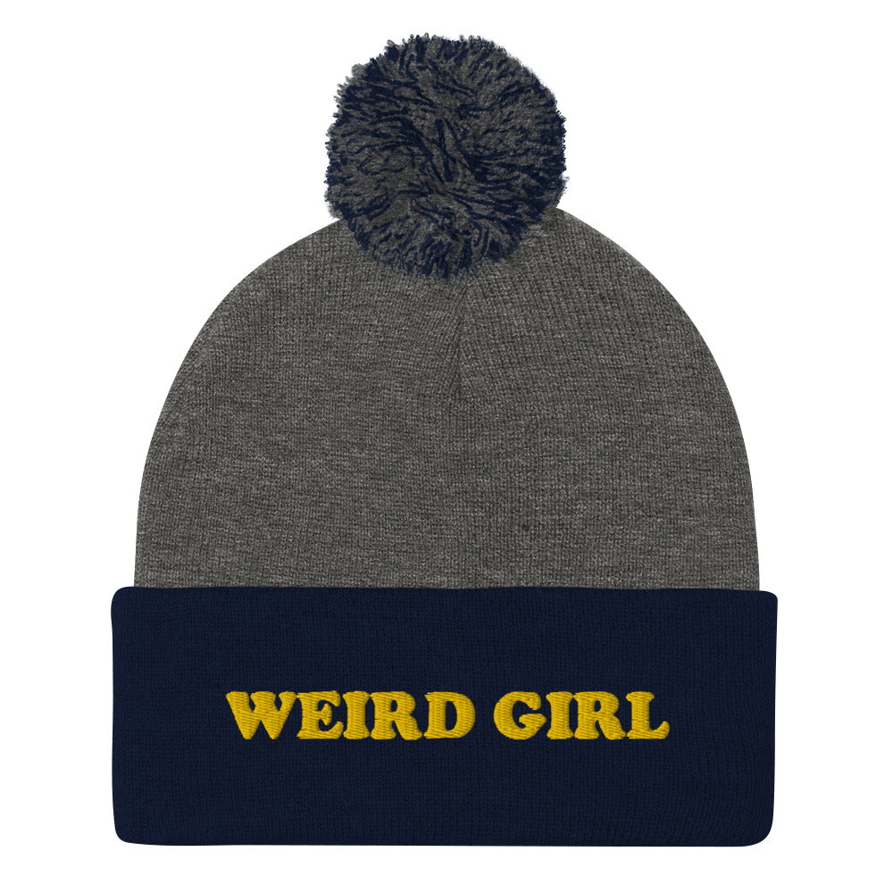 Weird and proud? Celebrate your weirdness in this weird girl beanie. It's a cozy hat that's a unique & meaningful statement hat for weird people. Weird is good, so be yourself and stay weird, girl! Shop funny foodie beanies, weird hats & tshirts for foodies and funky people, unusual animal hoodies, gifts for foodies & more