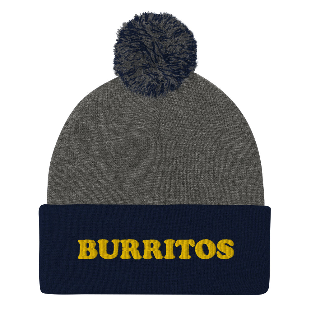 Love burritos? This funny foodie burrito beanie is a unique and weird winter hat for foodies and burrito lovers. It's a classic beanie with a unique yellow burrito embroidery. The burrito beanie is a perfect weird gift for foodies and the burrito enthusiasts! Shop funny foodie beanies, weird hats, funky animal t-shirts.