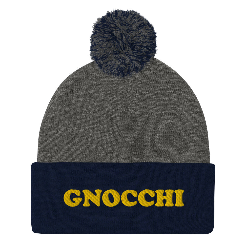 This gnocchi hat is a unique and cozy foodie beanie with a pom-pom on top. The gnocchi beanie is perfect for foodies and gnocchi lovers and enthusiasts. Wear this gnocchi beanie, or one of our other foodie hats or tees and celebrate your favorite foods. Shop weird hats, funny beanies, foodie t-shirts, hoodies and more...