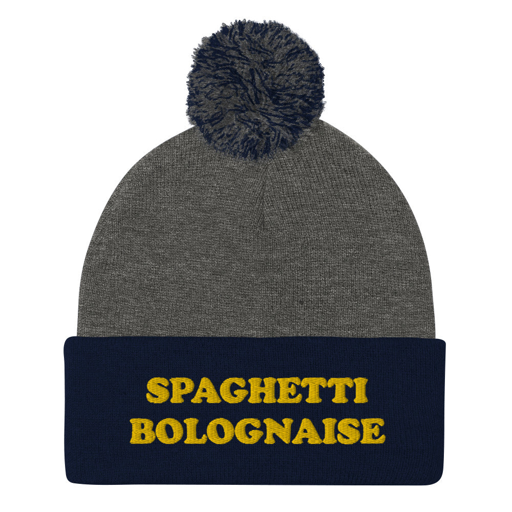 How do you make your cold weather outfits more interesting? Weird and funky food beanies! This spaghetti bolognaise beanie hat is warm, cozy and all you need to spice up your winter wardrobe. Wear this spaghetti lover hat, give the hat as a weird gift, and celebrate your favorite foods with friends! Stay funky in this gray and navy blue food beanie.