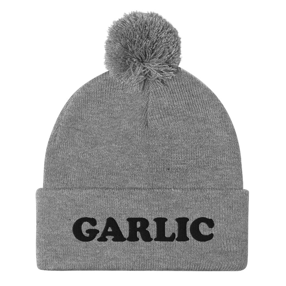 Garlic Addict Hat! This red or gray hat with black embroidery is cute, warm and cozy. Find more unusual hats, colors, designs, and funky foodie hats in our garlic hats collection! We have embroidered garlic head hats, garlic beanies, eat garlic dad hats and more. Perfect gifts for garlic lovers and foodies.