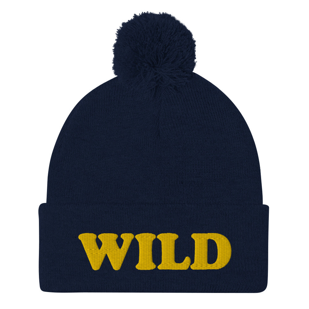 Wild Beanie. Stay wild and free in this classic embroidered beanie with a pom-pom on top. This beanie is warm, comfortable and stylish. Shop weird animal t-shirts, funny foodie beanies, eco friendly hoodies, gifts for garlic lovers and more. Our unique clothing designs are hand drawn and original. Stay wild.