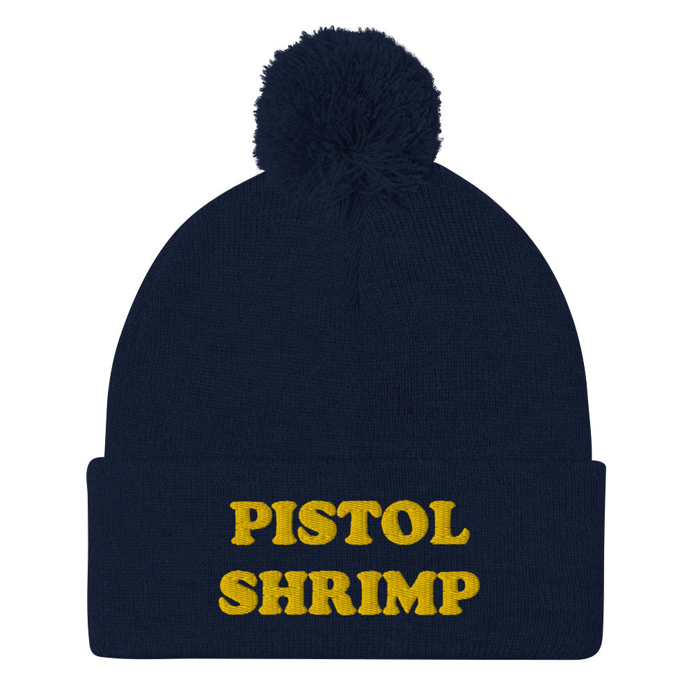 What's the most dangerous animal? This funky pistol shrimp beanie is a unique and quirky winter hat for people who love weird hat and animals. It's a funny animal beanie with a unique yellow embroidery. The pistol shrimp beanie is a perfect weird gift! Shop funny foodie beanies, weird hats, funky animal t-shirts and more.