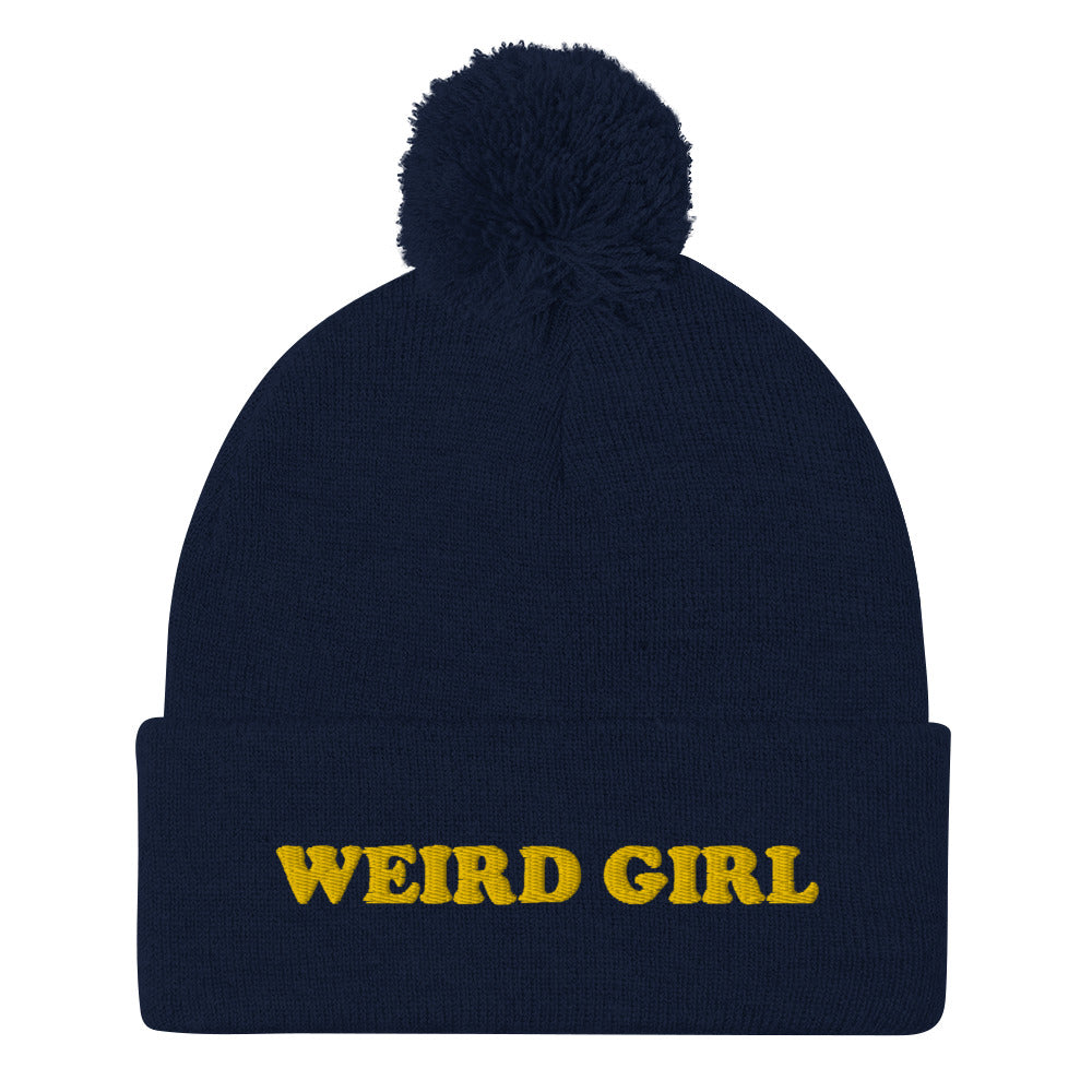 Weird and proud? Celebrate your weirdness in this weird girl beanie. It's a cozy hat that's a unique & meaningful statement hat for weird people. Weird is good, so be yourself and stay weird, girl! Shop funny foodie beanies, weird hats & tshirts for foodies and funky people, unusual animal hoodies, gifts for foodies & more