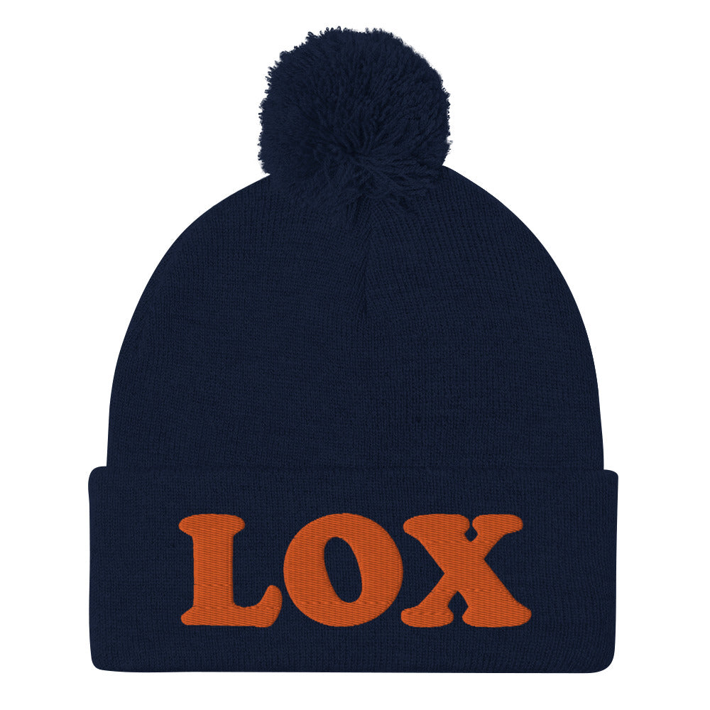 This funky lox beanie hat is comfortable, unique and has an orange lox embroidery. Our unique food beanies are exactly what you need to brighten up your everyday outfits. Eat a bagel and get all the looks in this lox lover hat. Every true bagel babe needs a lox beanie. Give it as a funny gift for foodies and lox lovers.