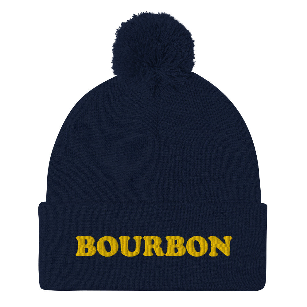 Navy blue bourbon beanie - Drink bourbon in a cozy funny beanie made just for you. It's a unique, embroidered drinking beanie for bourbon enthusiasts. Wear this bourbon lover beanie on your drinking adventures, cozy on the couch, or give it as a funny gift for bourbon lovers. If you love bourbon, this funny bourbon beanie is just what you need. 