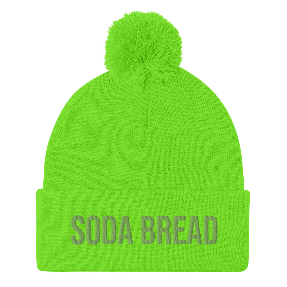 Green beanie hat with green embroidery. Soda bread hat. Irish foodie beanie  - The Soda Bread Beanie is a unique food beanie that's perfect for everyday adventures, funny street wear and eating soda bread cozy at home. This weird food hat is a classic unisex embroidered beanie. Eat soda bread in style this year or give this funny foodie beanie as a gift to your favorite soda bread enthusiast. 