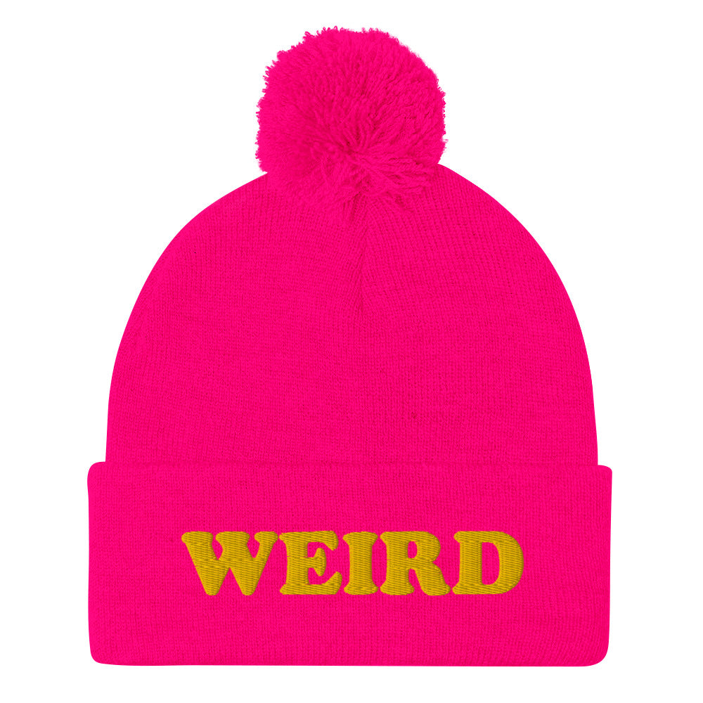 Weird and proud? Celebrate your weirdness in this weird beanie. It's a perfect cozy hat that's unique and meaningful statement hat for weird people. Weird is good, so be yourself and stay weird. Shop funny foodie beanies, weird hats & tshirts for foodies and funky people, unusual animal hoodies, gifts for foodies & more