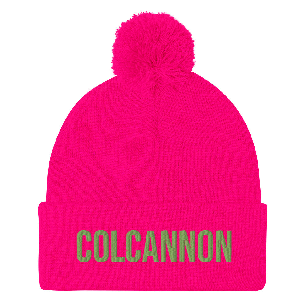 Hot pink and green embroidery - colcannon Irish food hat - The Colcannon Beanie is a unique food hat inspired by traditional Irish food. It's a perfect hat for adventures, making a statement on the street and being cozy at home. This weird hat is made just for you. Eat colcannon in style this year with your funny foodie beanie and show your love of traditional Irish cuisine.