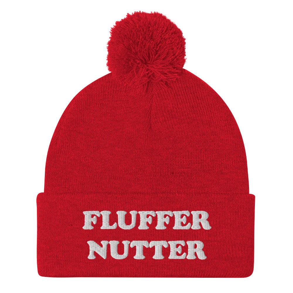 Red fluffernutter beanie - Love fluffernutters? Looking for a funny gift for a New Englander? Our Fluffernutter Beanie is comfortable, warm and expertly embroidered just for you! It's a classic pom pom beanie, perfect for everyday streetwear for fluffernutter lovers and foodies of all kinds.