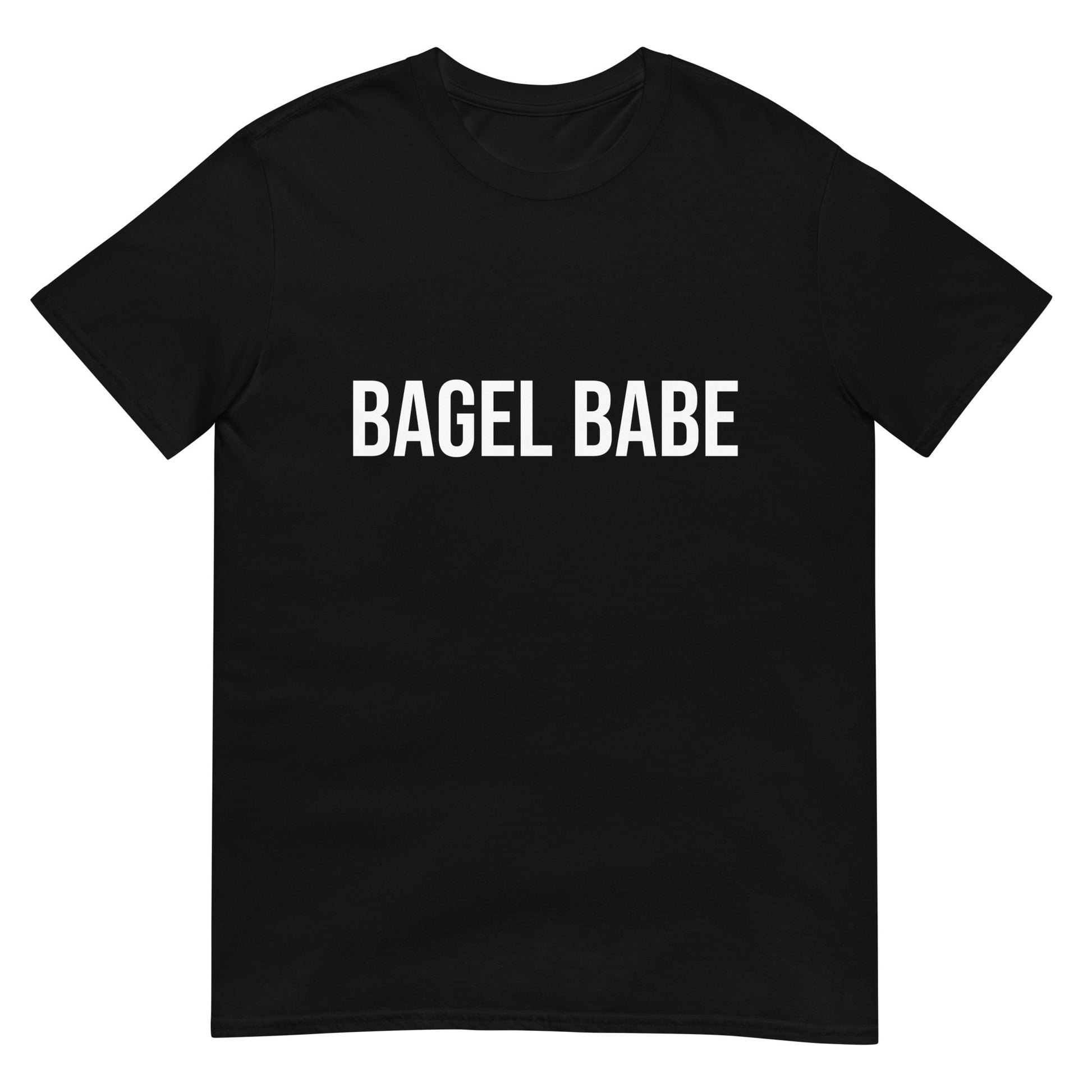 Black bagel babe t-shirt for bagel addicts -Calling all bagel babes! Eat your favorite bagel in style in this unisex funny bagel lover t-shirt. It's soft, comfortable and made just for you. If you love bagels, this bagel babe t-shirt is perfect for every day funky foodie street wear. Or give it as a funny gift for bagel enthusiasts and foodies of all kinds. 