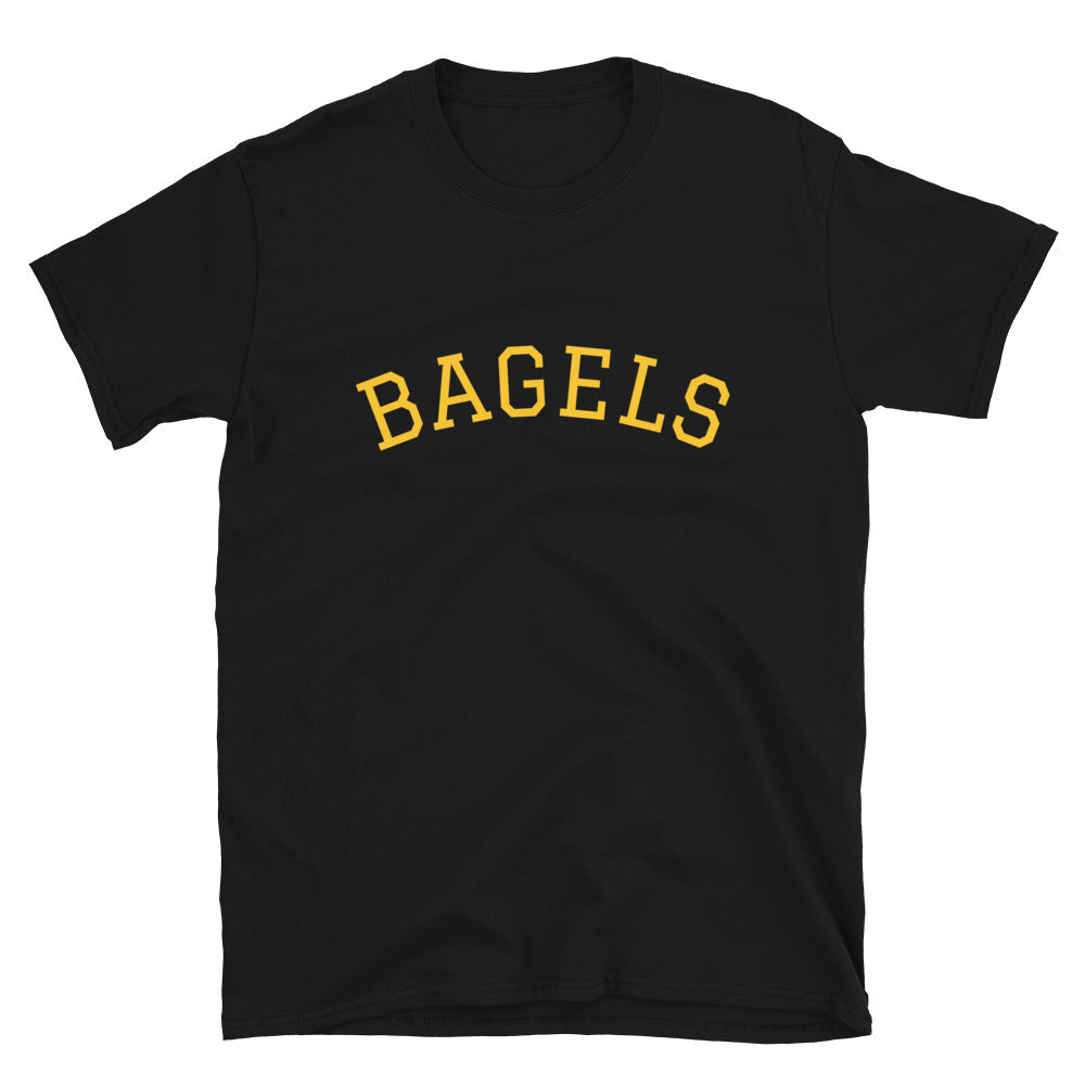 Black bagels t-shirt for foodies and bagel enthusiasts - This classic bagels t-shirt is simple and to the point. Every bagel lover needs a bagel t-shirt. Eat bagels in style this bagel season in your new trendy bagel t-shirt or give this funny bagel shirt as a unique gift for the bagel lover in your life. It's a weird t-shirt for foodies that is sure to make a statement.