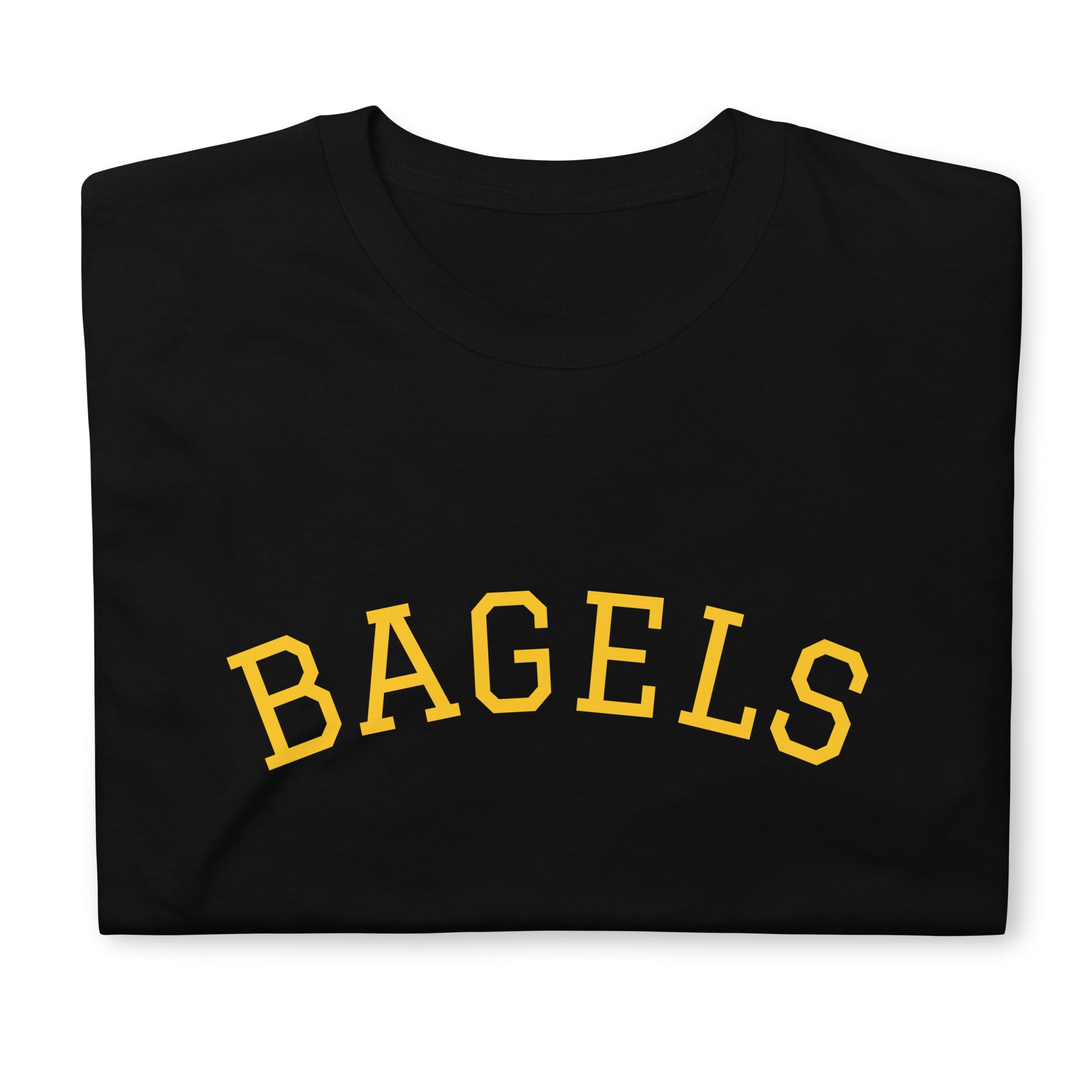 Simple black bagel t-shirt - This classic bagels t-shirt is simple and to the point. Every bagel lover needs a bagel t-shirt. Eat bagels in style this bagel season in your new trendy bagel t-shirt or give this funny bagel shirt as a unique gift for the bagel lover in your life. It's a weird t-shirt for foodies that is sure to make a statement.