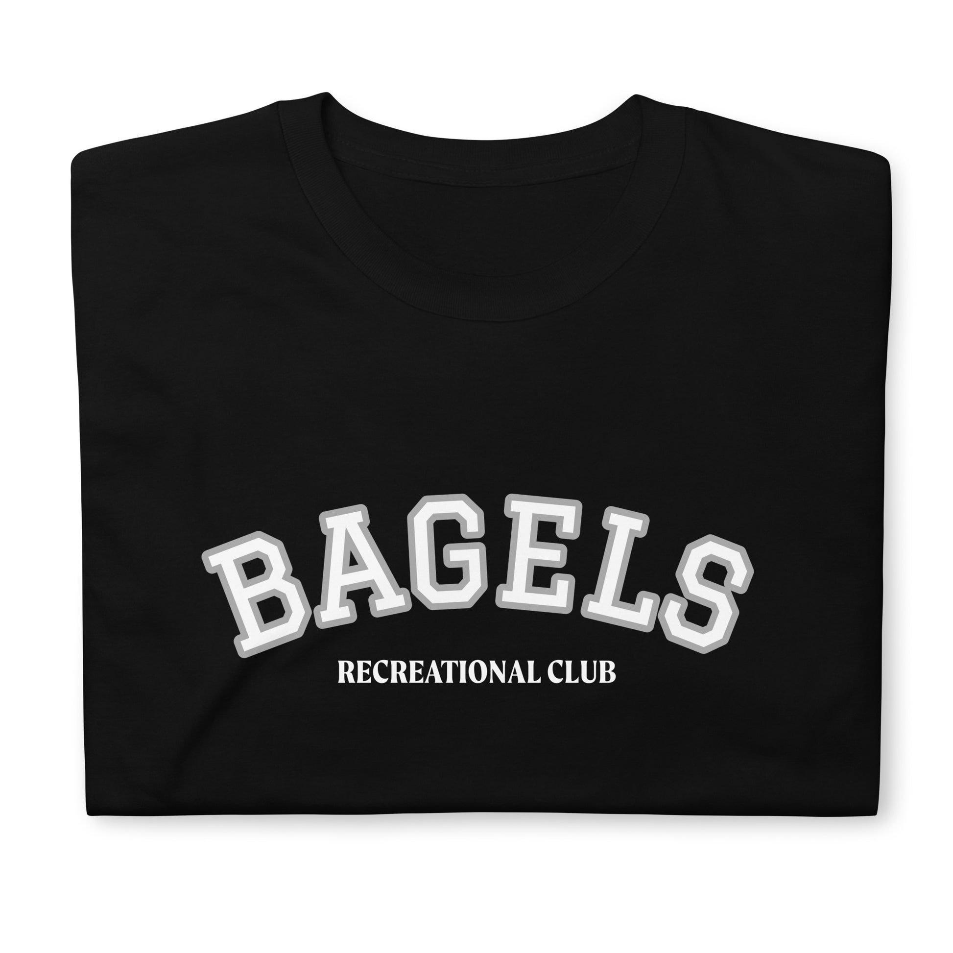 Black bagels rec club t-shirt for foodies and bagel enthusiasts - Join the bagel club! This bagels recreational club t-shirt is soft and comfortable with a trendy design. The perfect funny bagel shirt for bagel lovers and foodies. This unique bagel t-shirt is sure to make a statement. Eat a bagel in style or give it as a funny gift for foodies. Everyone wants to be in the bagel club. 