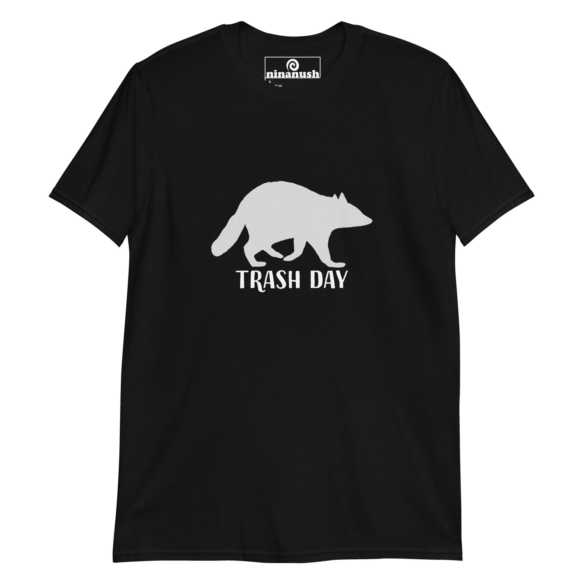 Black trash day raccoon lover t-shirt - This unisex "trash day" funny raccoon t-shirt is soft, comfortable and made just for you. Its a unique raccoon lover graphic tee with a silhouette of a raccoon on it's favorite day. This raccoon saying t-shirt is cute, funny and just a little weird. A weird t-shirt for everyday and the best gift for raccoon lovers. 