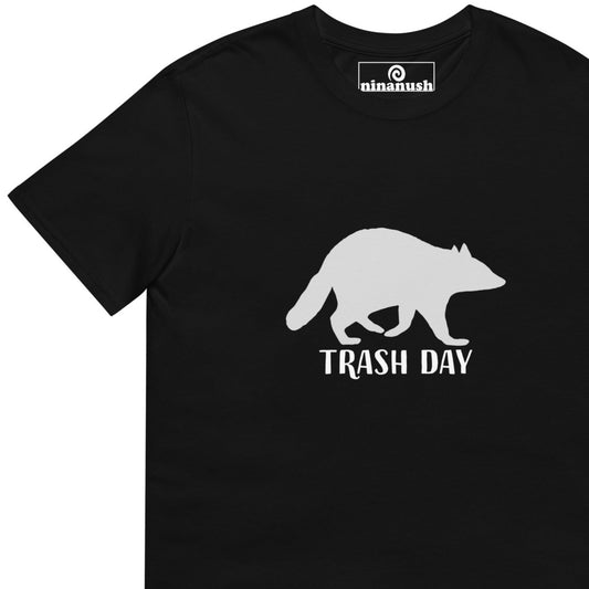 Funny black raccoon t-shirt for animal lovers - This unisex "trash day" funny raccoon t-shirt is soft, comfortable and made just for you. Its a unique raccoon lover graphic tee with a silhouette of a raccoon on it's favorite day. This raccoon saying t-shirt is cute, funny and just a little weird. A weird t-shirt for everyday and the best gift for raccoon lovers. 