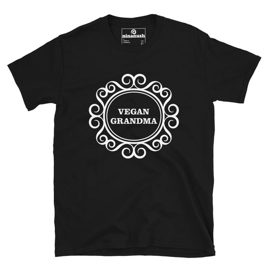 Black vegan grandma t-shirt - This vegan grandpa t-shirt is the best funny shirt for vegans of all kinds. It's a soft and comfortable shirt your you or your grandpa. Make a statement in a weird vegan t-shirt. Wear it as vegan activist streetwear or give it as a funny gift for vegan friends or family. Made just for you and your vegan grandparents.