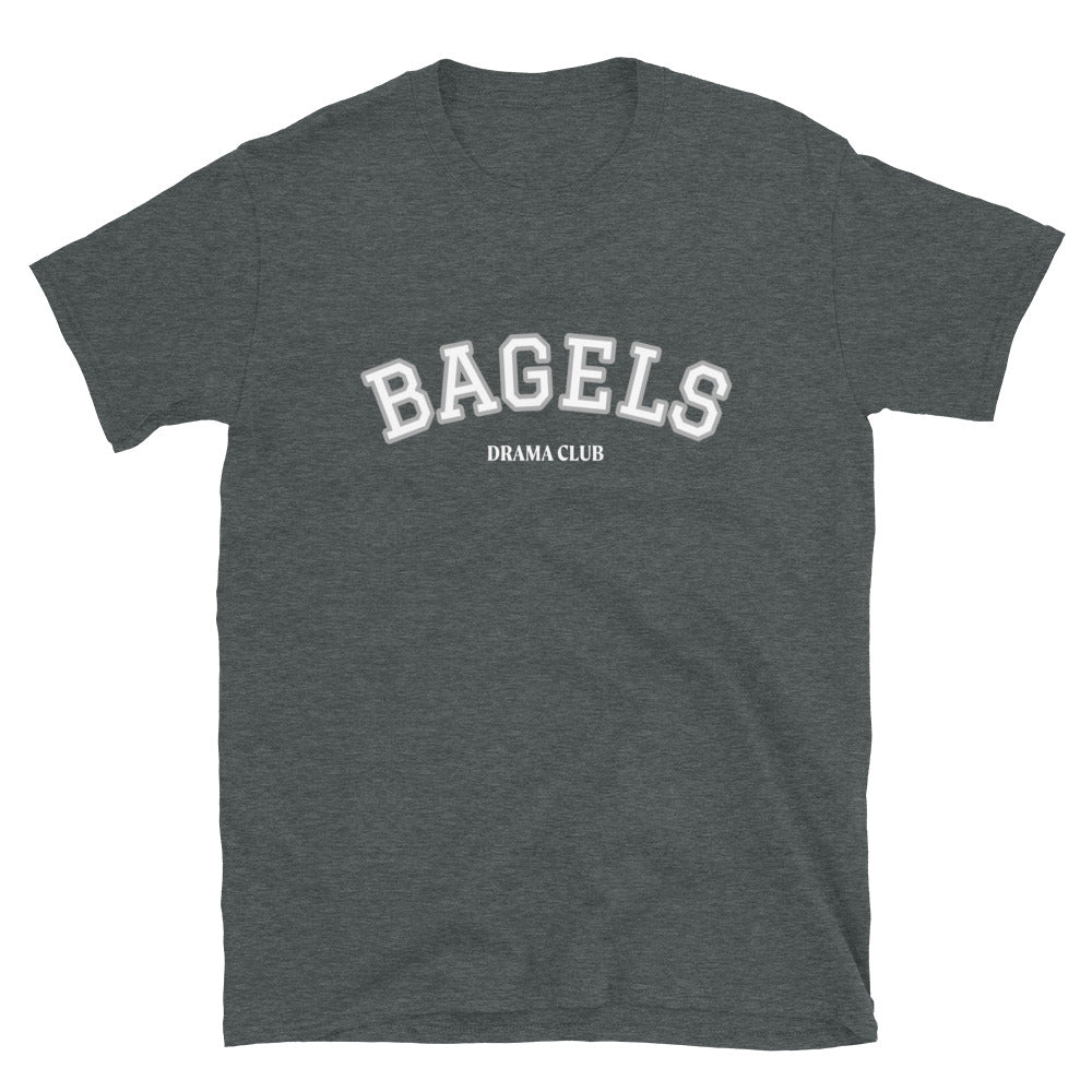 Gray bagels t-shirt for foodies and bagel enthusiasts - Dramatic about bagels? This funny bagel t-shirt is made just for you. Eat bagels and look cute too in this unique bagel lover tee. It's a soft, comfortable, weird bagel t-shirt with a trendy college style bagel graphic. If you're crazy about bagels wear this foodie t-shirt or give it as a gift for a crazy bagel lover.