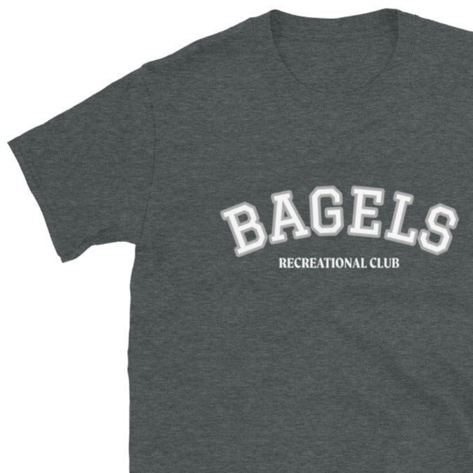 Gray bagel t-shirt for bagel enthusiasts and foodies - Join the bagel club! This bagels recreational club t-shirt is soft and comfortable with a trendy design. The perfect funny bagel shirt for bagel lovers and foodies. This unique bagel t-shirt is sure to make a statement. Eat a bagel in style or give it as a funny gift for foodies. Everyone wants to be in the bagel club. 