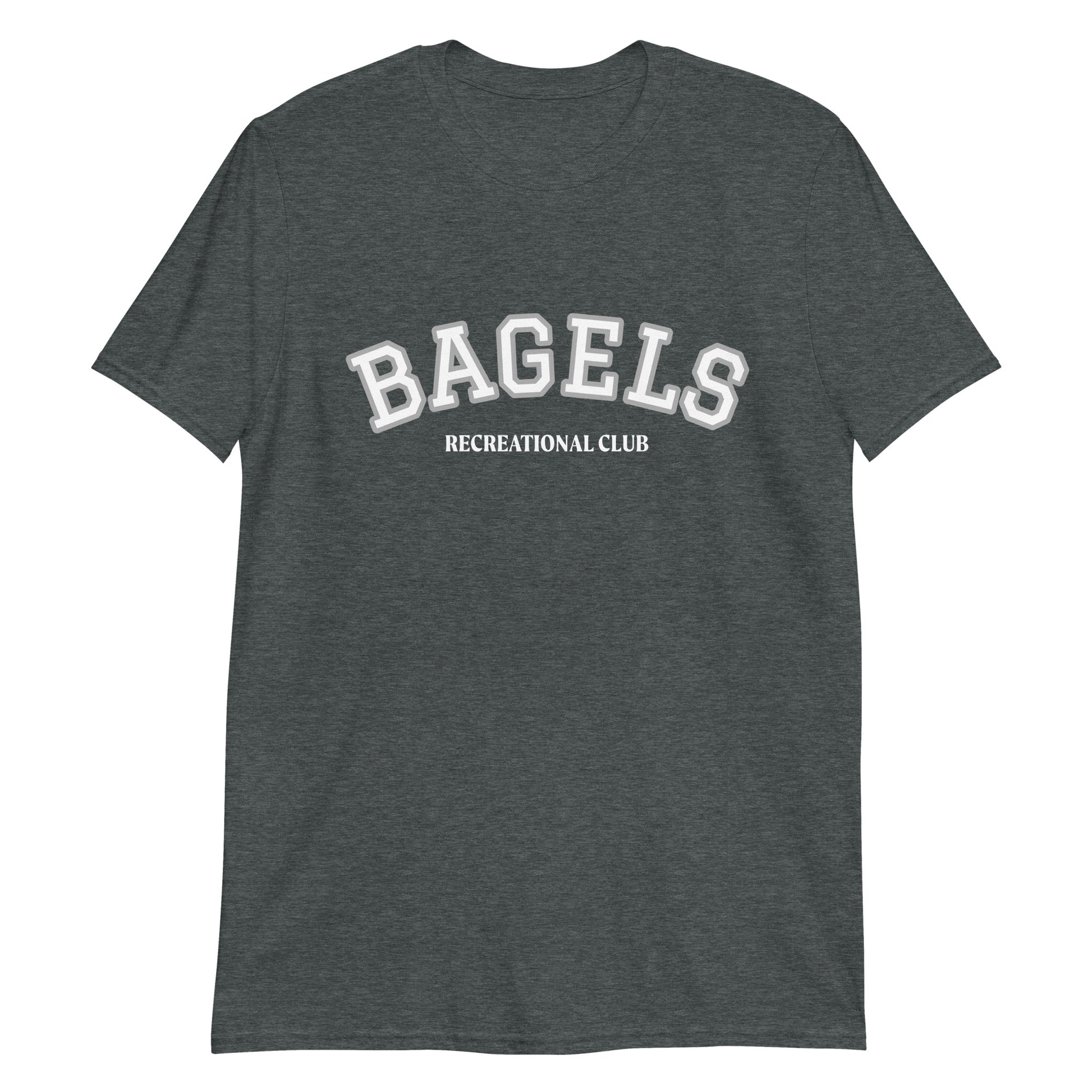 Gray bagel rec club t-shirt for foodies and bagel enthusiasts - Join the bagel club! This bagels recreational club t-shirt is soft and comfortable with a trendy design. The perfect funny bagel shirt for bagel lovers and foodies. This unique bagel t-shirt is sure to make a statement. Eat a bagel in style or give it as a funny gift for foodies. Everyone wants to be in the bagel club. 