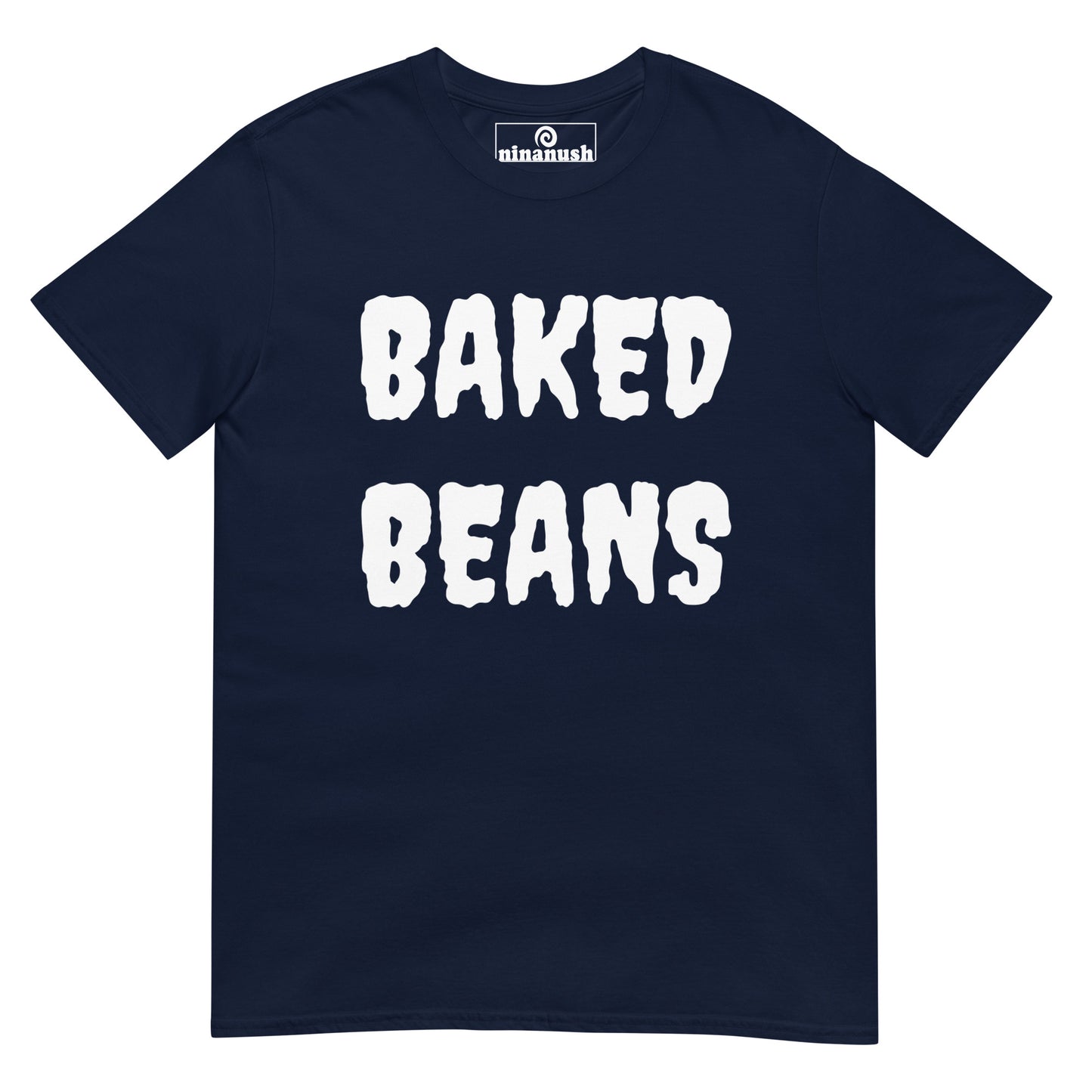 Navy blue baked beans t-shirt - Weird and funny t-shirt for foodies - This simple baked beans t-shirt is funny, unique and just a little weird in all the best ways. It's a must-have unisex t-shirt for baked beans lovers and the perfect gift for foodies. Eat your favorite baked beans in style. Stay weird and celebrate your favorite foods in our funky foodie clothing and accessories. 